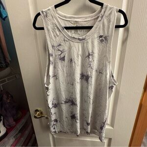 Fabletics White and Grey Tie Dye Muscle Tee